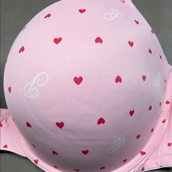 PINK Victoria’s Secret Pink Red Heart Print Wear Everywhere Super Push Up Bra - Picture 2 of 9